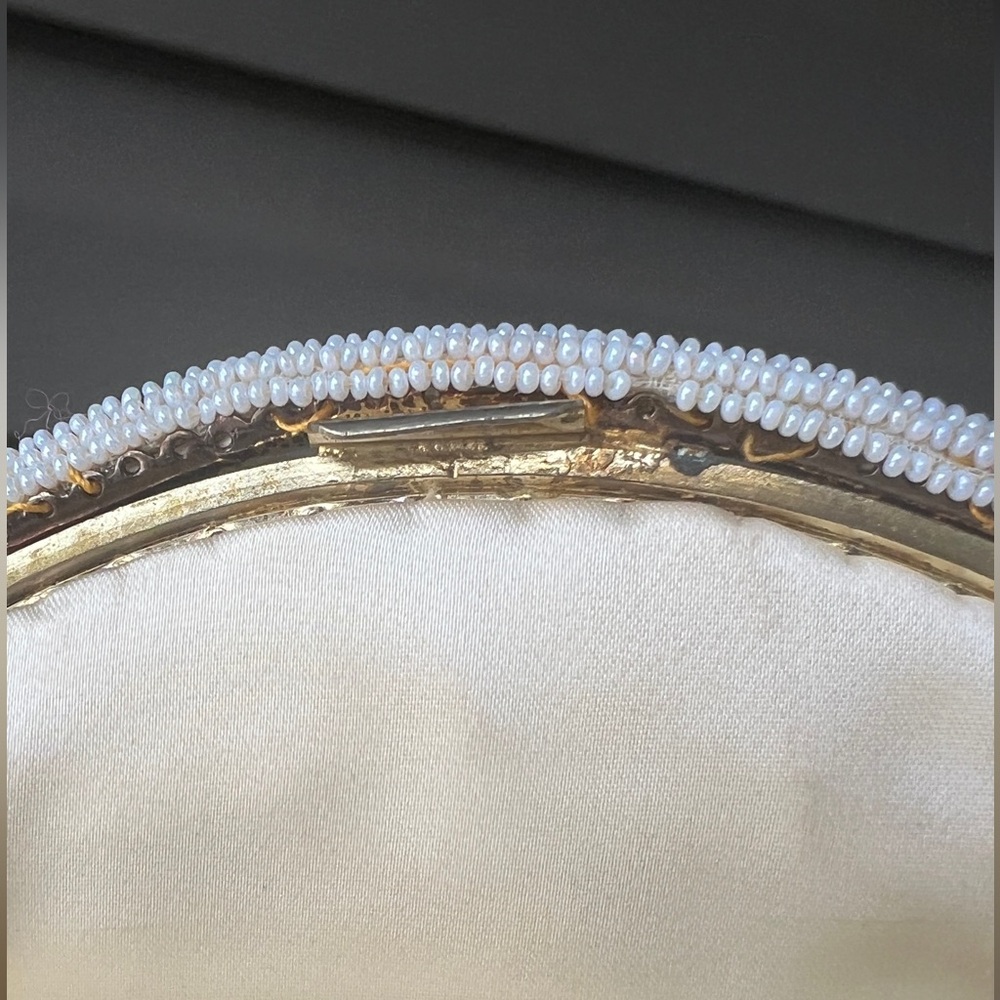Vintage 60’s white beaded bag with embroidered Flowers hand made from France - Picture 10 of 15